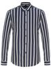 Men's Spring Summer Color Block Striped Dress Shirt Without Pocket Wrinkle-Resistant Button-down Long Sleeve Lightweight Shirts