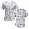 Women Postoperative Short Sleeve Floral Print Shirt with Shoulder Zipper and Side Hook and Loop Closure for Easy Dressing Comfort