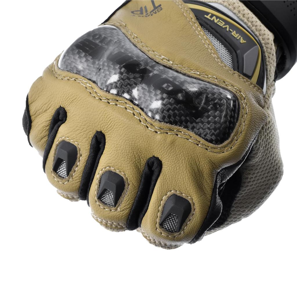 Komine Motorcycle Gloves Carbon Protect Leather Mesh Size L GK-224 Gloves, Olive,