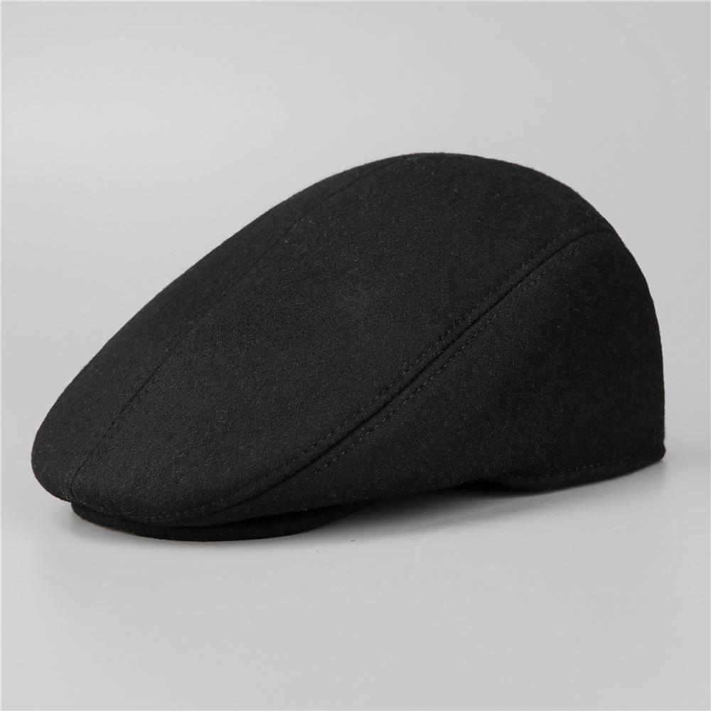 

Hat Men s Hat Spring Autumn Winter Woolen Ear Protector Old Peaked Hat Grandpa Bere Forward Hat M（56-58cm）