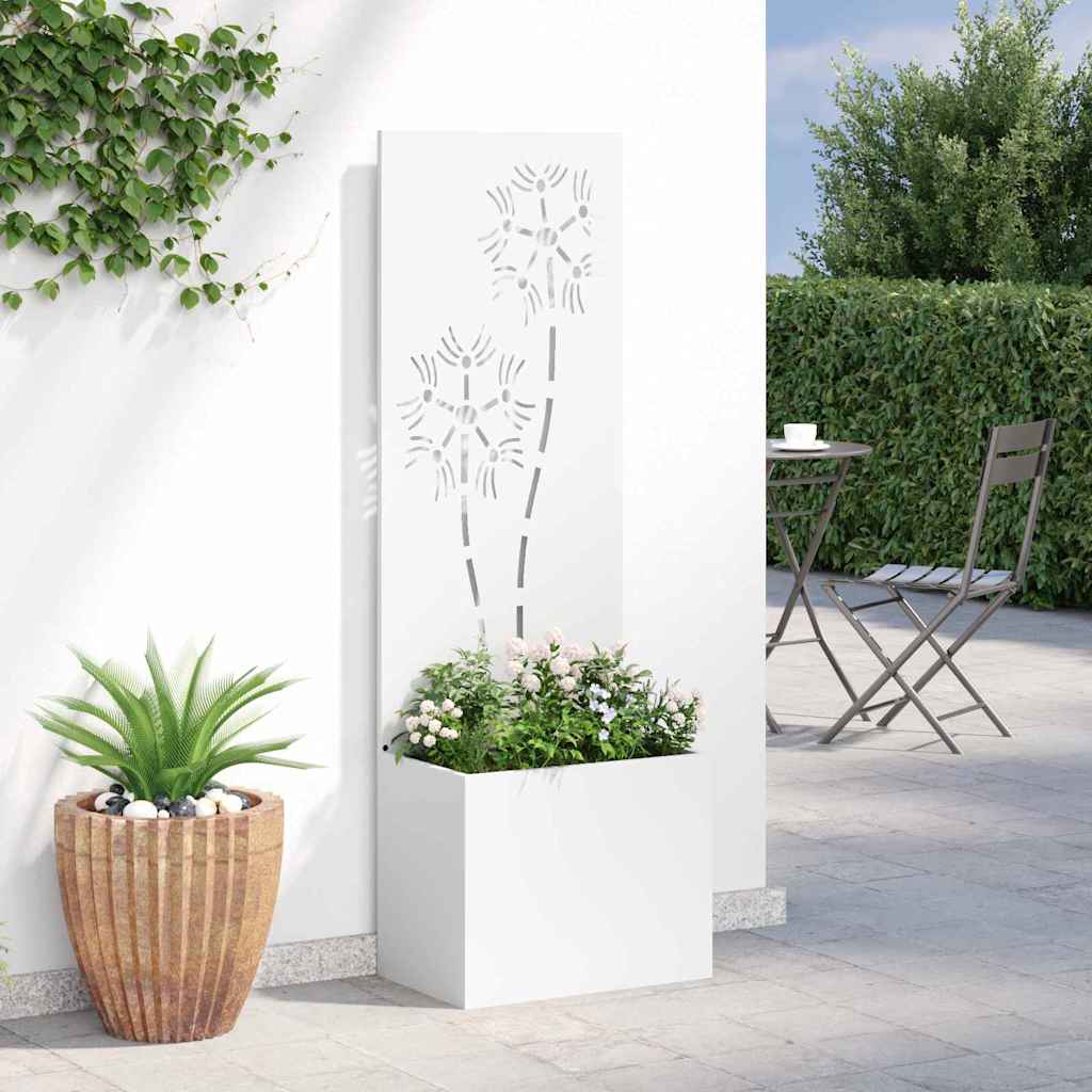 Garden Privacy Screen Canvas Floral White 50 X 150 Cm