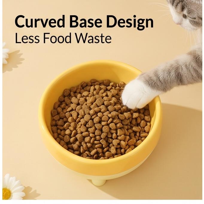 450ml Pet Bowl Flat & Slanted Neck Design Durable Cat Dog Food Water Bowl For Indoor All Season Feeding