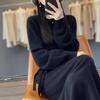 Autumn and Winter New Lace-up Temperament Thin Knitted Dress Women's Fashion Medium and Long Inner Sweater Skirt
