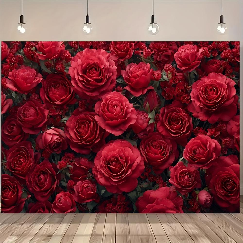 2D Flat Surface Bright Rose-themed Background Fabric Suitable for Wedding Party Event Decoration Polyester Fiber