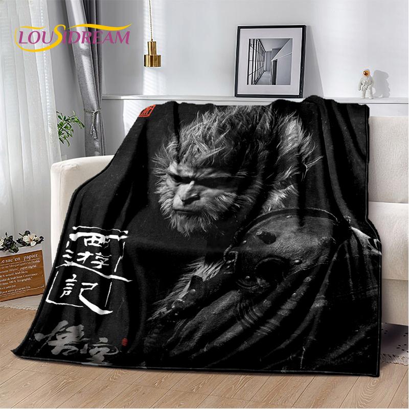 3D Black Myth Wukong Monkey King Cartoon Game Soft Blankets,Throw Blanket Comfortable Blanket for Picnic Beds Sofa Home Bedroom
