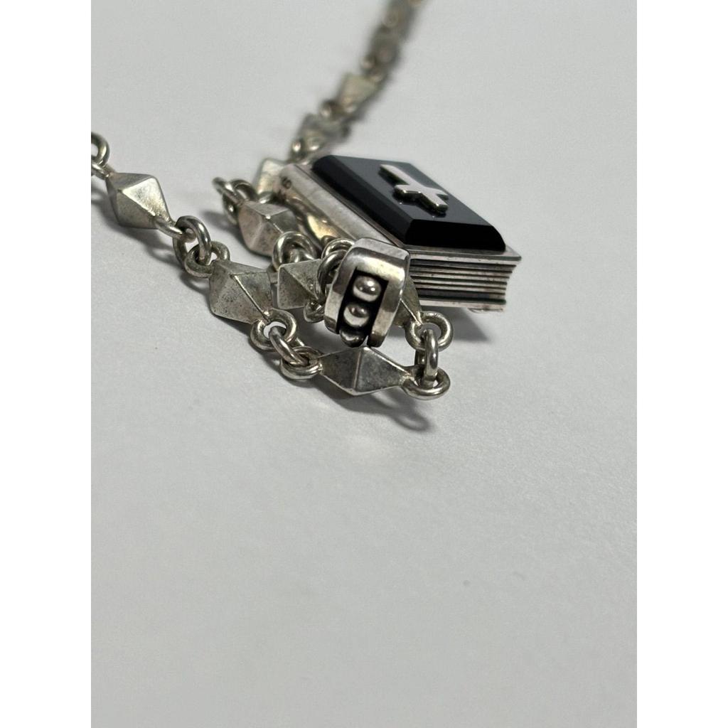Used Justin Davis Silver 925 Silver Necklace Top CURIO Bible Cross
