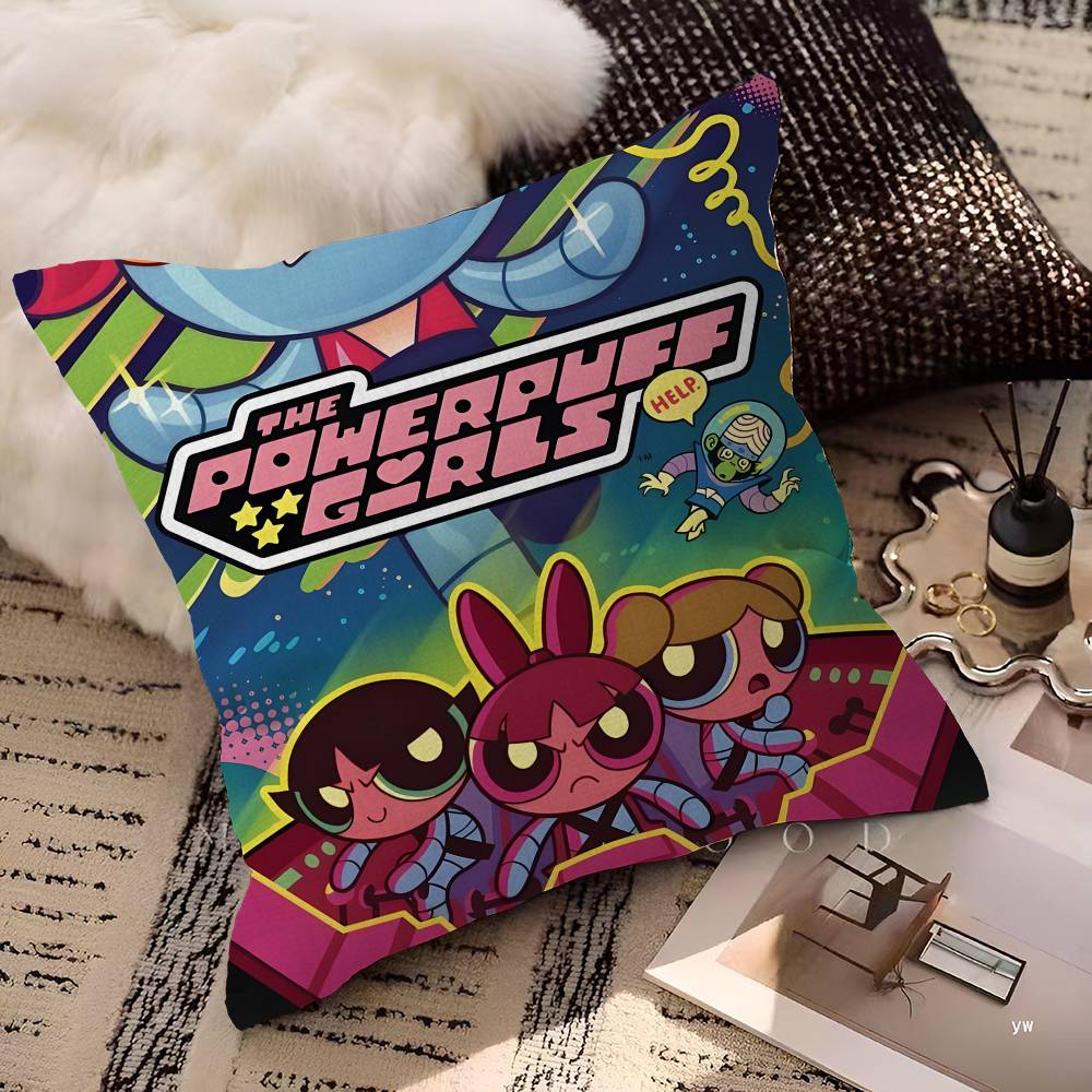 P-Powerpuff Anime G-Girls Personalized Picture Text Home Decorative Pillows Household Gifts 45x45cm