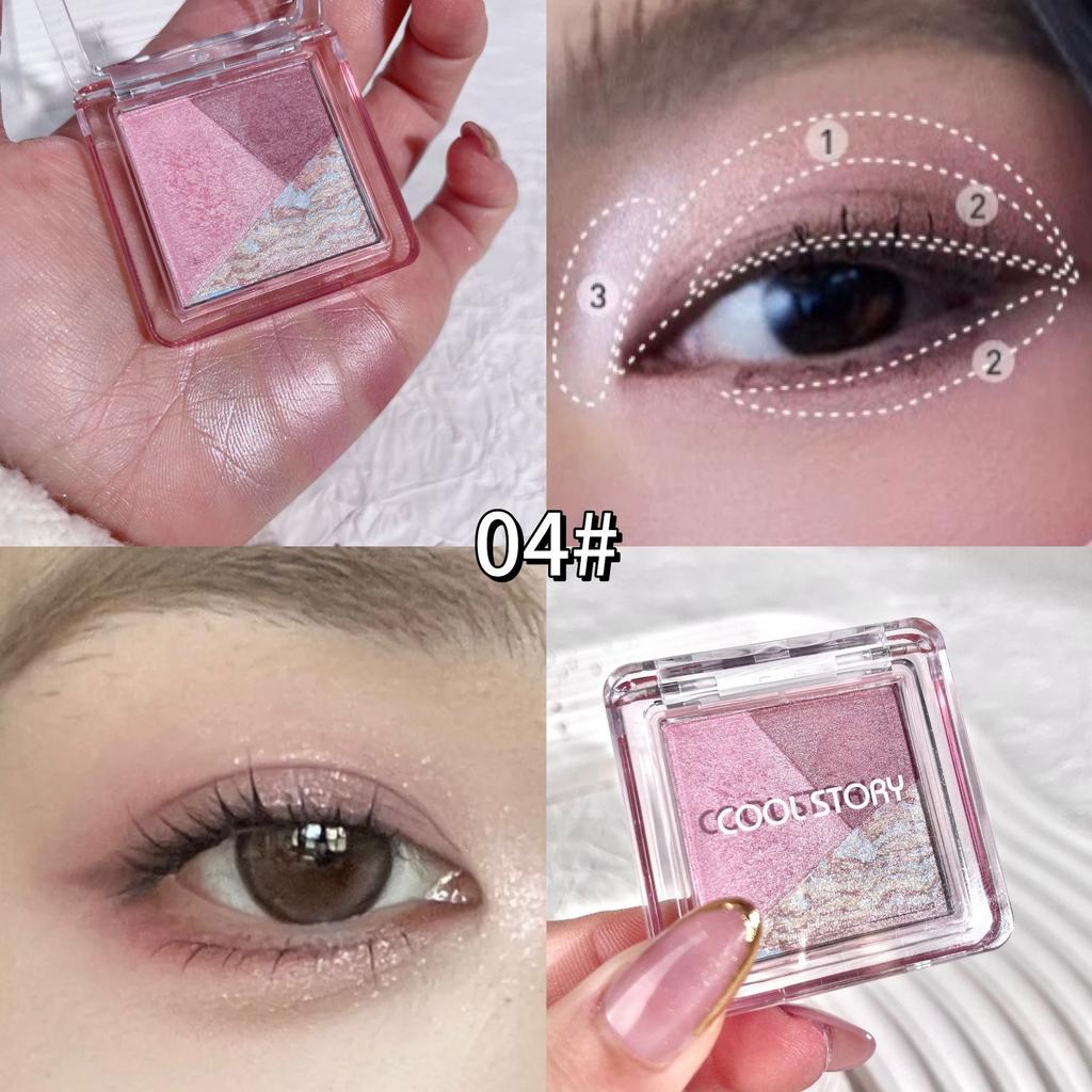 3-color Caramel Chocolate Eyeshadow Palette Pearlescent Whitening Mini Eye Shadow Palette Waterproof Glitter Powder Set Portable