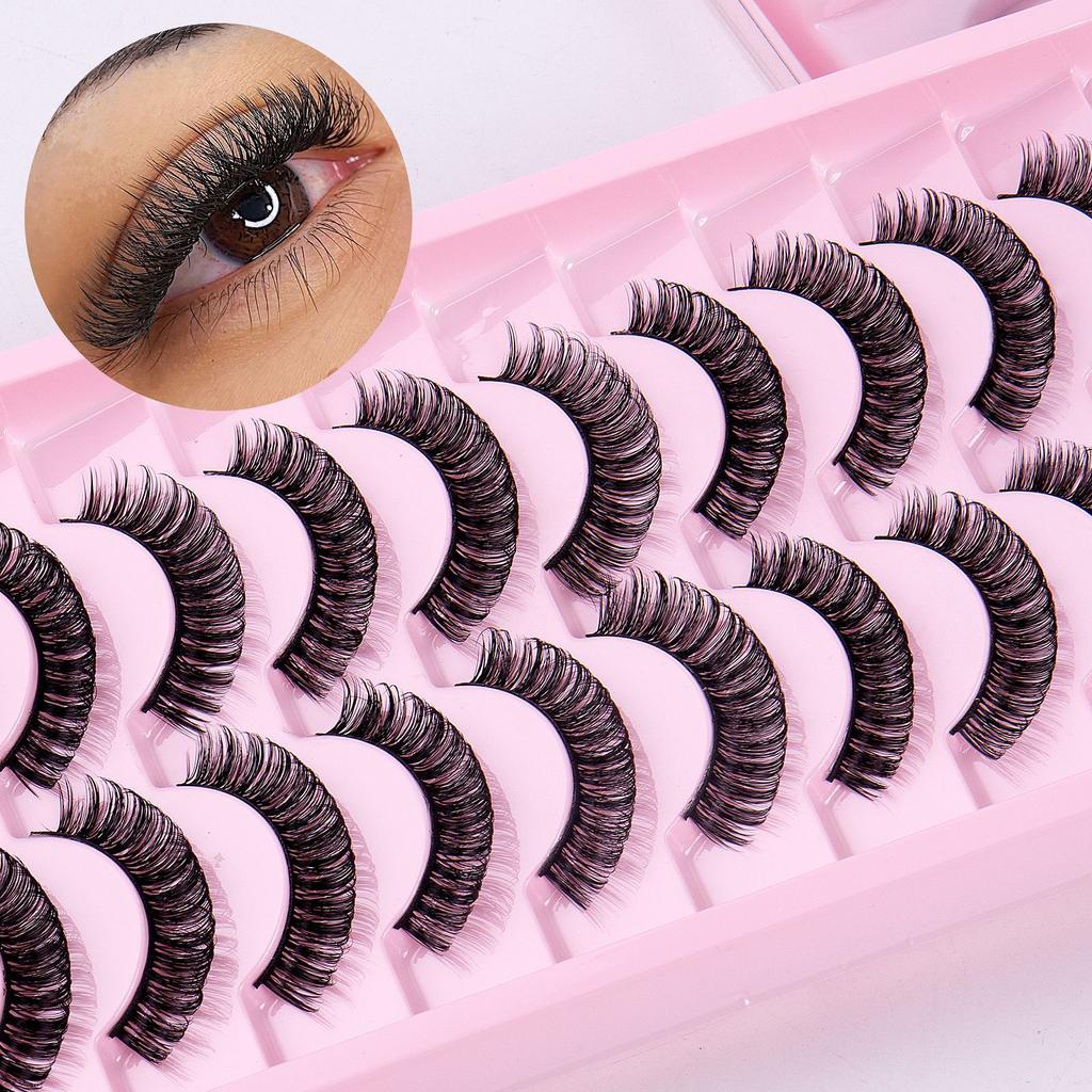 12 Pairs Of Curled False Eyelashes, Natural Chemical Fiber Eyelashes, Thick Simulated Eyelashes