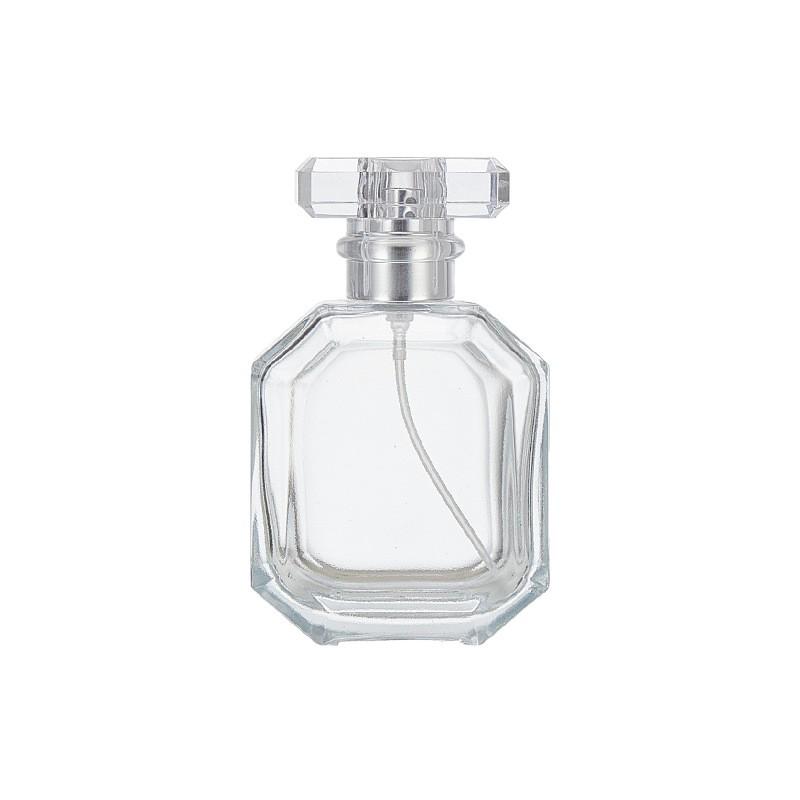 Elegant Transparent Rhombus Perfume Bottle – High-End Glass Spray, Portable for Decanting