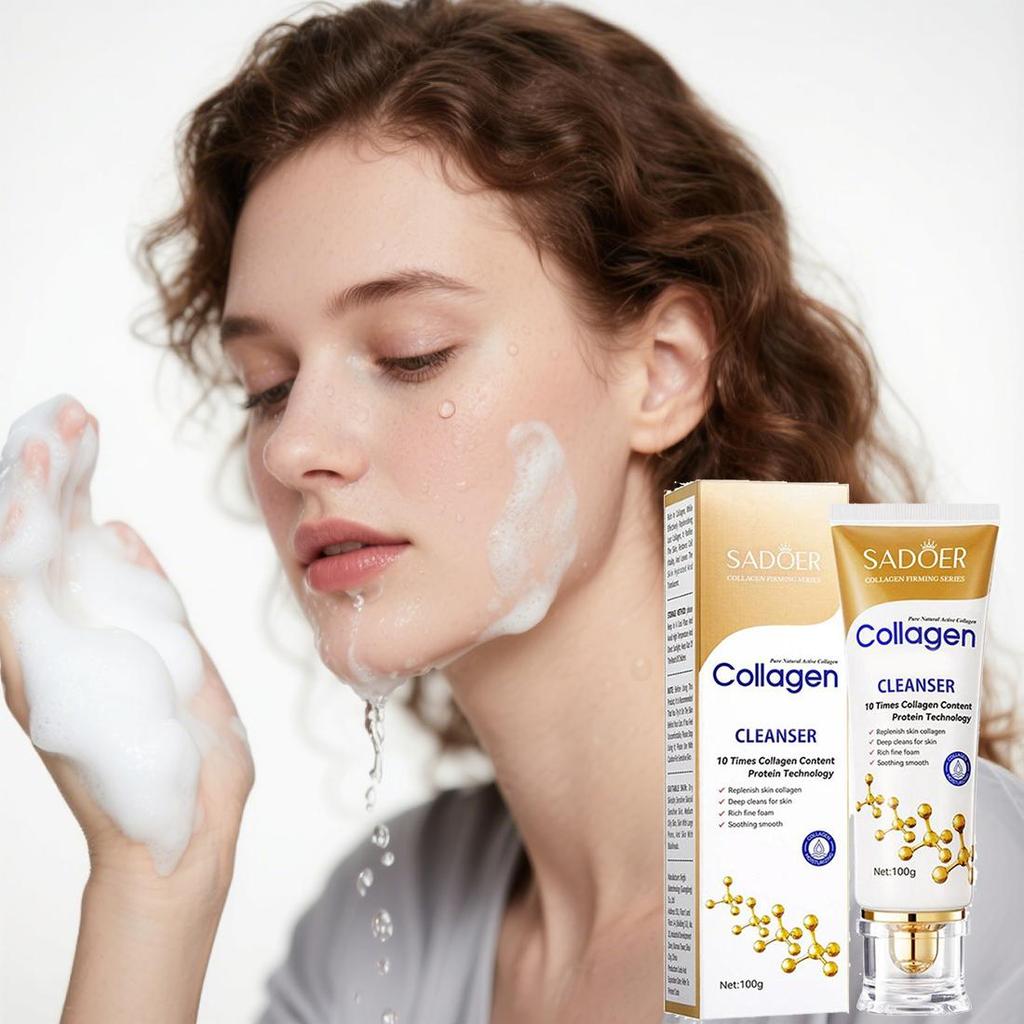 Collagen Cleansing Foam, Gentle Foaming Facial Cleanser With Collagen Face Wash For Deep Cleansing Hydration Skincare 100g