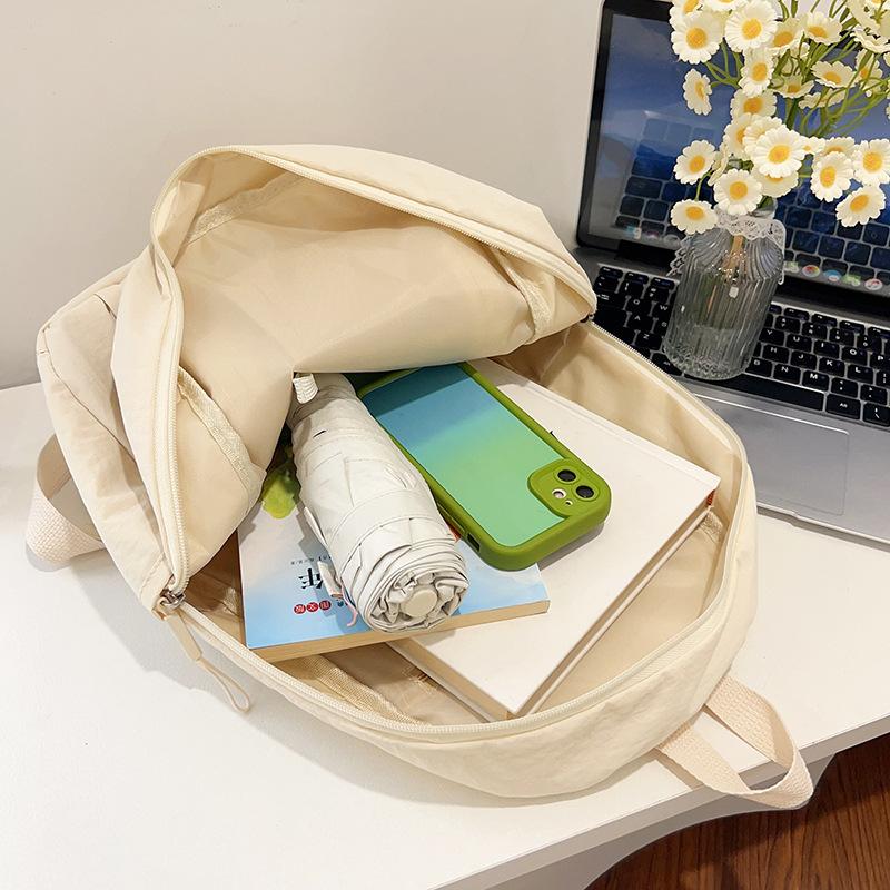 Schoolbag Japanese ins Fashion Backpack Large Capacity Lightweight Student School Bag Solid Color Simple Versatile Casual Commuter Backpack