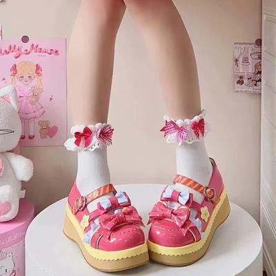 Fashion Lovely Girls Lolita Shoes Monk Straps High Heels Flat Platform Sweet Mary Jane Shoes