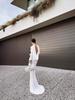 Autumn 2025 High-End Chic V-Neck Backless Pleated Long Dress