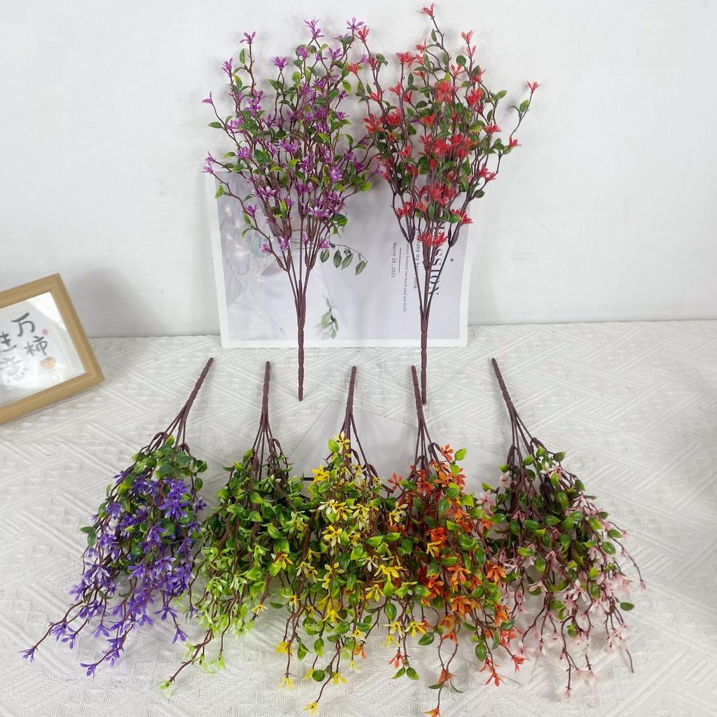 Simulation Artificial 5-Fork Plum Blossom Green Plant Fake Flower Small Fresh Lilac Home Outdoor Decoration