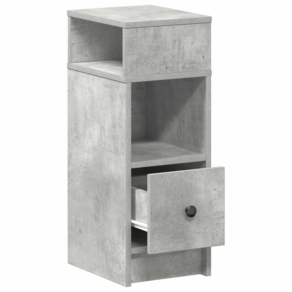 Nightstand with Drawer Concrete Gray 9.8 x 12.2 x 26 in (25 x 31 x 66 cm)
