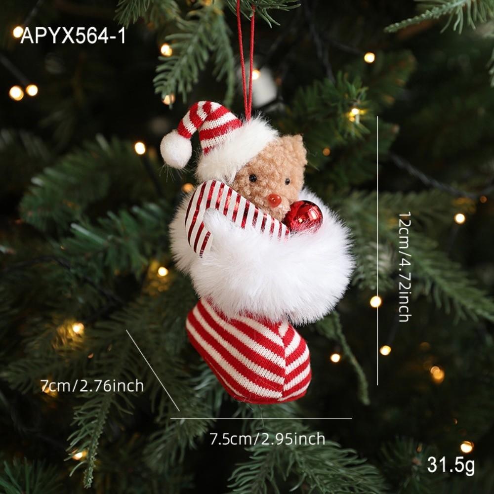 Cute Christmas Bear Pendants Fabric Animal Pendants Christmas Tree Hanging Ornaments Christmas Tree Hanging Home Decorations