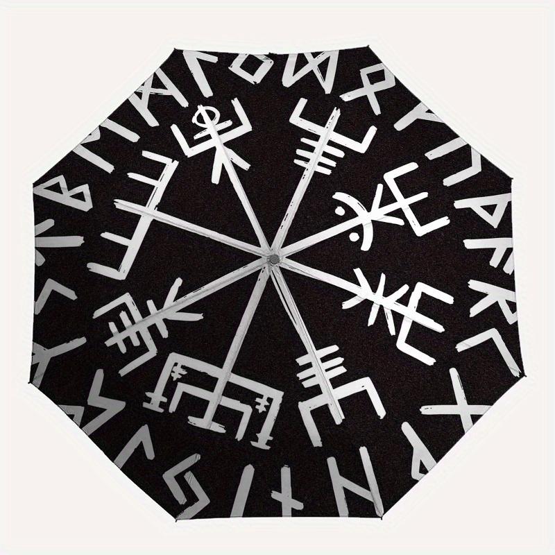 Viking Vegvisir Compass Norse Symbol Sticker Decal Waterproof & Weatherproof (Black)Umbrella, Portable 3-Fold Compact Umbrella