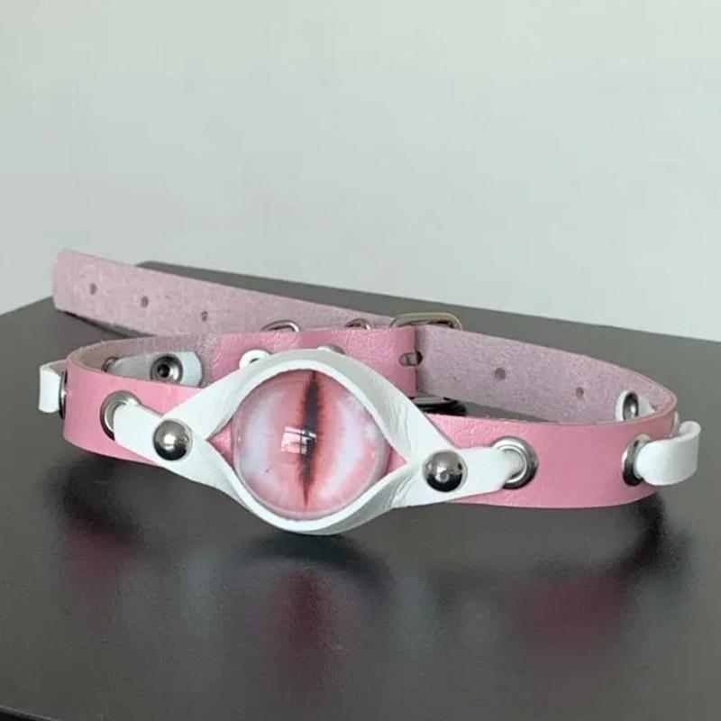 Cool Čertí Oči Kožený Choker Harajuku Grunge Punk Estetika Rockový Náhrdelník Dámský Řetízek na Klíční Kost Šperky Doplňky