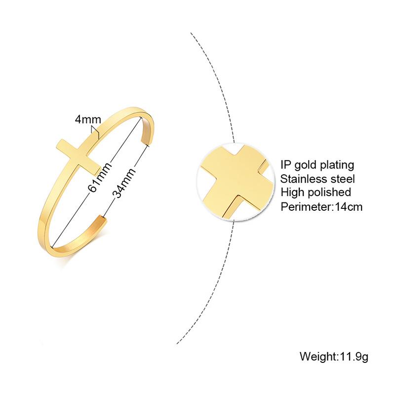 Vnox Stylish Cross Bangle for Women Men, Glossy Stainless Steel Cuff Bracelet, Unisex Religious Faith Jewelry