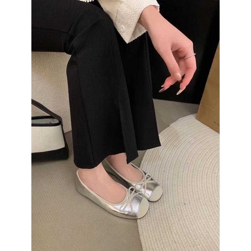 Gentle ballet ladyshoes flat shoes French retro soft sole silver new Chinese red single shoes spring small fragrant wind women's shoes