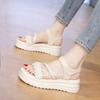 Sandals Straps 2025 Women's Suit Female Beige Clogs with Heel Open Toe Summer Shoes  New Black Gladiator Low Thick Peep