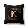 Polyester Pillowcase Black Gold Flower Home Decoration Print Pillowcase 26 English Letter Cushion Cover