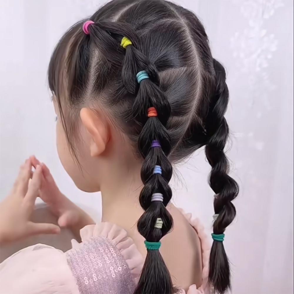 50Pcs Girls Candy Hair Bands Hair Accessories 3.8cm Elastic Rubber Band Hair Band Children Ponytail Holder Bands