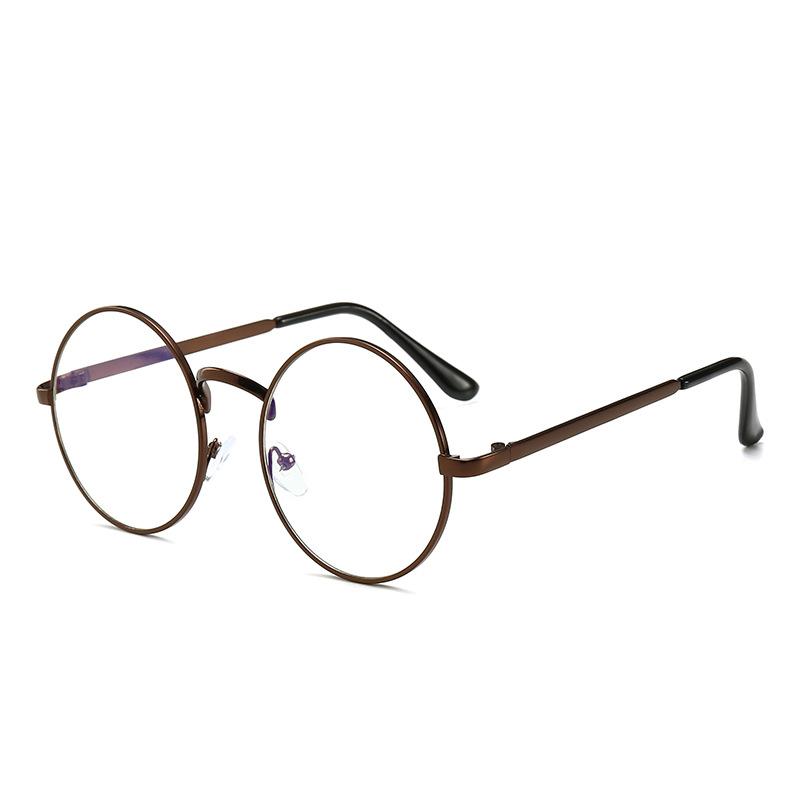 Mobile Phone Glasses Anti-Blue Light Retro Metal Round Frame Anti-Blue Light Glasses Round Glasses Frame Flat Mirror Men And Women
