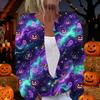 Women's Halloween Print Long Sleeve Knit Cardigan Button Front Sweater Coat Lightweight Casual Outerwear for Fall and Winter