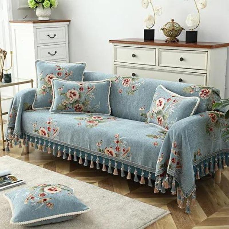 

Полотенце для дивана с цветочным узором из европейского жаккарда, плотная синель, чехол для дивана с кисточками, все включено, 1, 2, 3, 4 места 170x260 Chaise sofa
