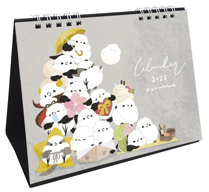 Piyo Techo Seasonal Tit January Start Long-tailed Calendar, Desk, 2026,
