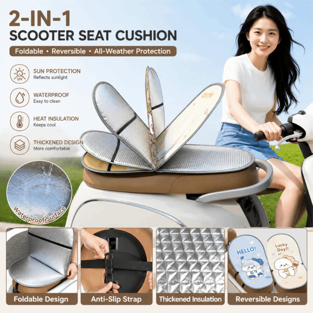Cartoon E-bike Foldable Seat Cushion Water-proof Heat Shield Cushion Motorcycle Use