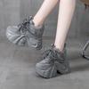 Fashion Platform Bling Sequine Sneaker Boots 10cm Height Increasing Lace Up Autumn Winter Women Shoes Thick Botton Sole Boots