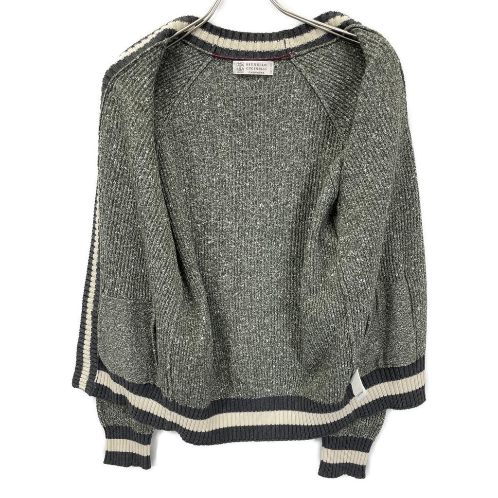 BRUNELLO CUCINELLI Green cotton x cashmere x silk x nylon button knit cardigan tops 44 Green grayUsed