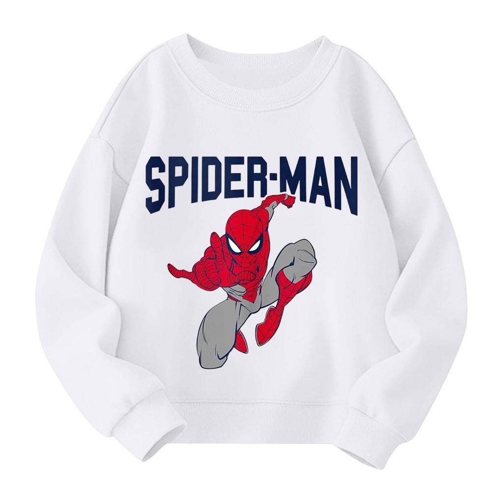 Boys and girls round neck plus velvet pullover printed top sweatshirt