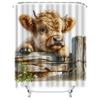 Cute Highland Cow Waterproof Shower Curtain Heat Resistant Machine Washable Non-Transparent 180x180cm