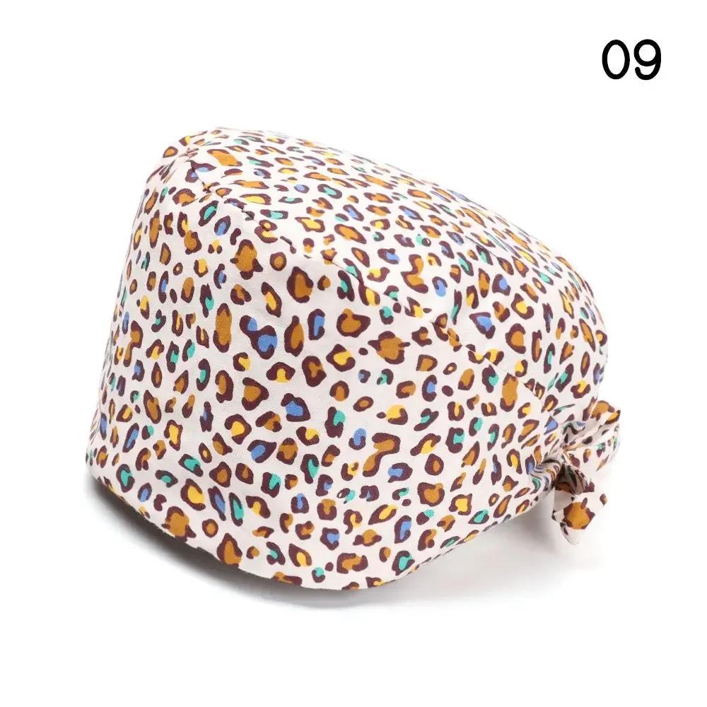 Adjustable HeadCover With Sweatband Men Women Bouffant Hat Pure Colour Cotton Hats Surgical Scrub Cap