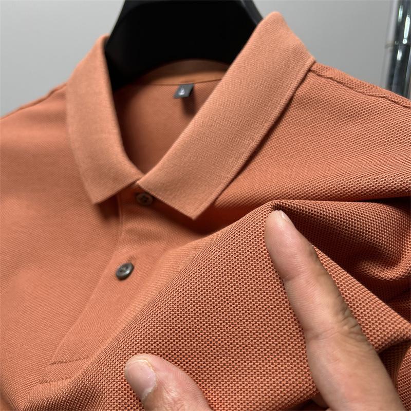 Poloskjorte herre T-skjorte Kortermet sommer Ensfarget Business Casual Lapel Mercerized Cotton Halvermet T-skjorte for menn for menn