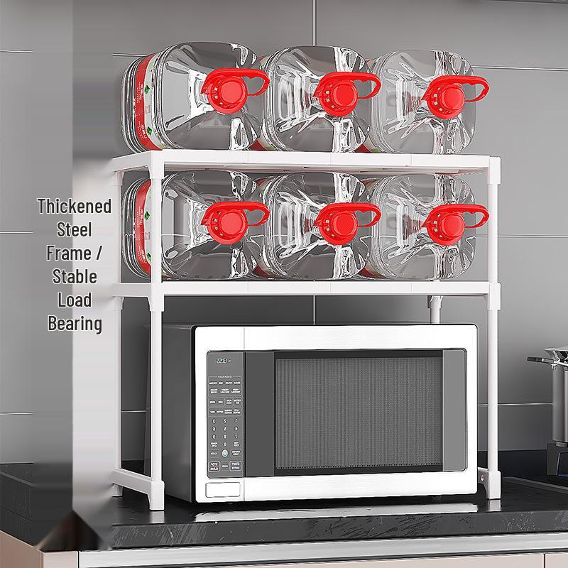 Popular Double Layer Microwave Oven Rack – Simple, Multi-Purpose Kitchen Storage with Seasoning Box Organizer