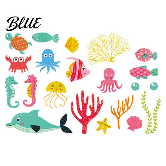Octopus Glow Sticker in The Dark Wall Stickers, Self-Adhesive Undersea Animals Decals with Turtles In Stickers Clown Fish Octopus, Luminous