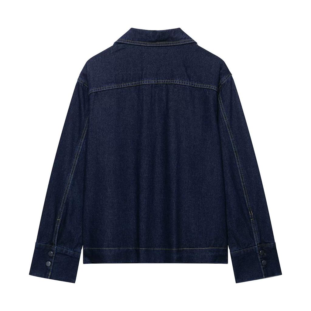 Women's Fashionable Denim Suit, Women's Casual Lapel V-neck Jacket, Fashionable