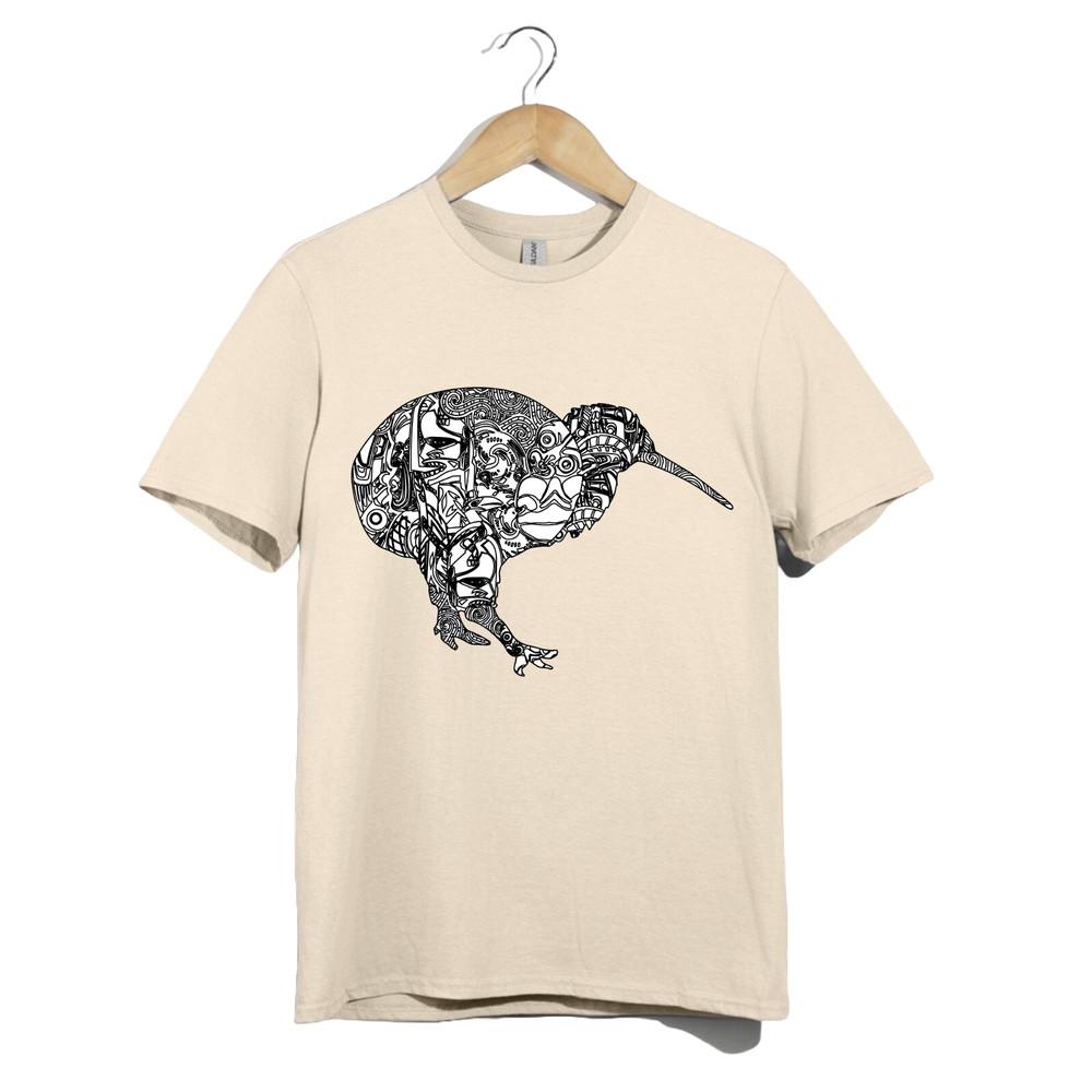 

Kiwi Bird T-Shirt | Tribal Animal Line Art Tee | New Zealand Nature Bird Design 4XL
