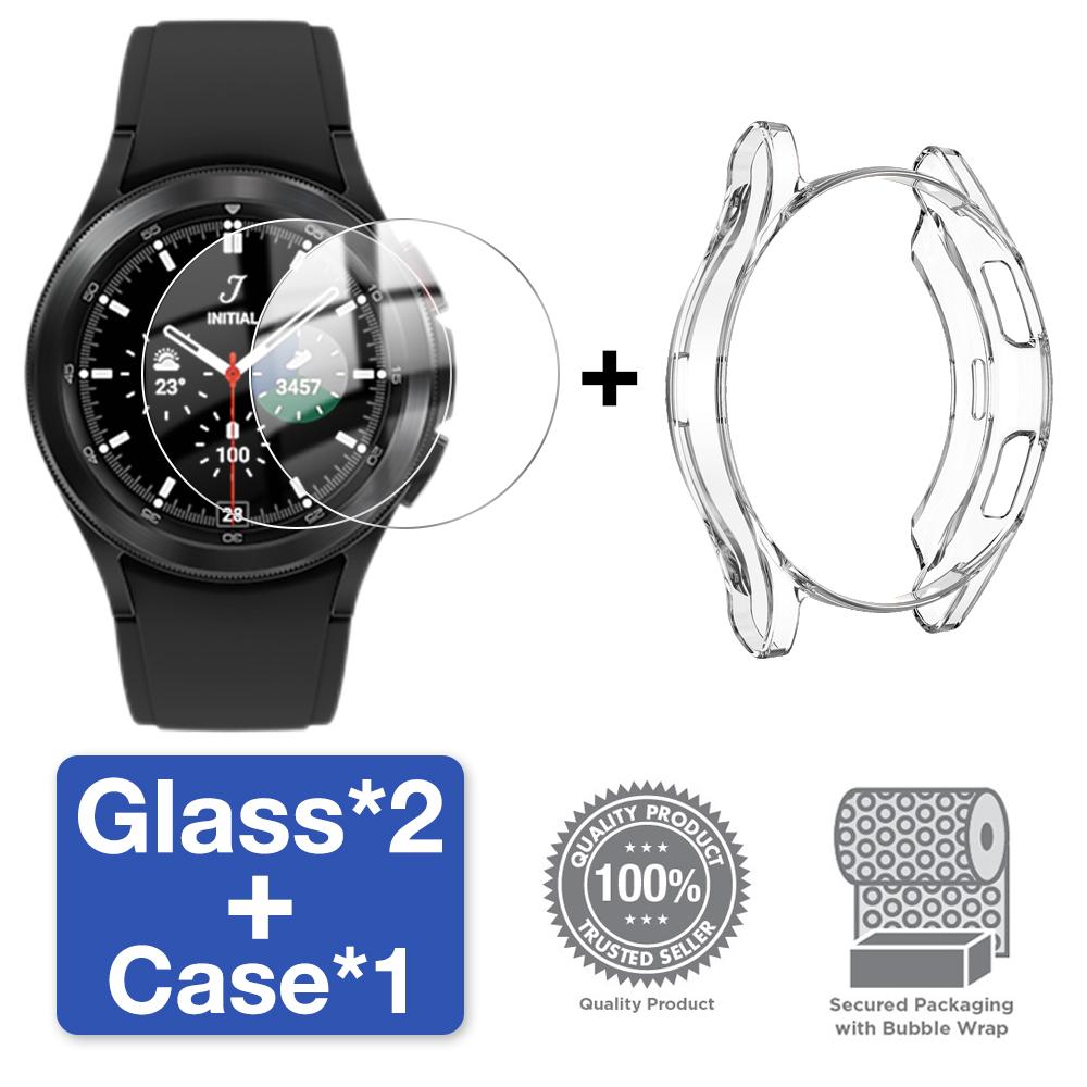 

Чехол + Закаленное стекло для Samsung Galaxy Watch 4 Classic 42/46 мм Защитная пленка для экрана от царапин и бампер Защитный чехол-накладка Watch 4 Classic 46mm чистый