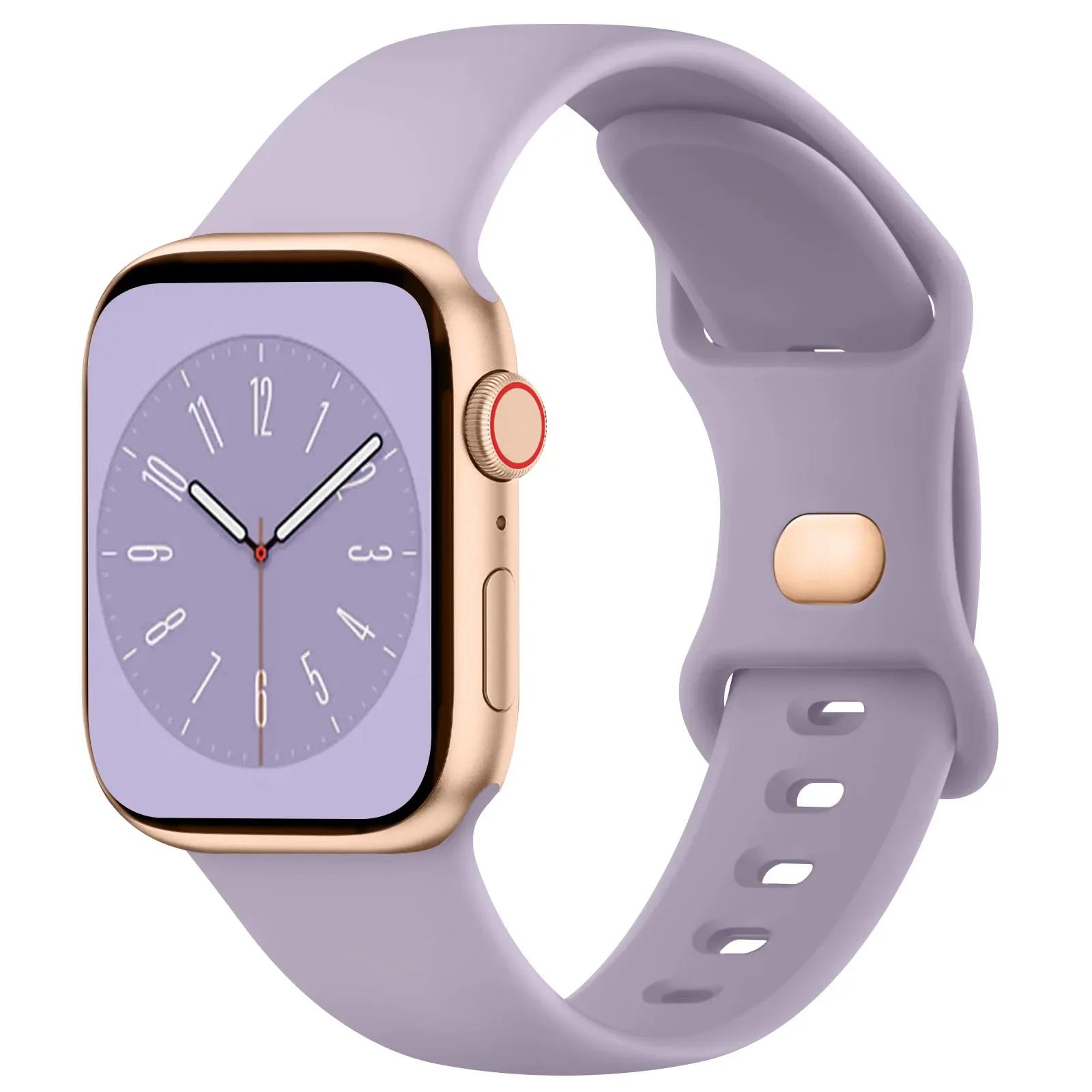 

Soft Silicone Band for Apple Watch 10 9 8 7 6 5 4 3SE Strap Bracelet for iWatch Ultra 49mm 45mm 46 41mm 40mm 44mm 38mm 42mm Band 42 44 45 49-46mm світло-фіолетового кольору