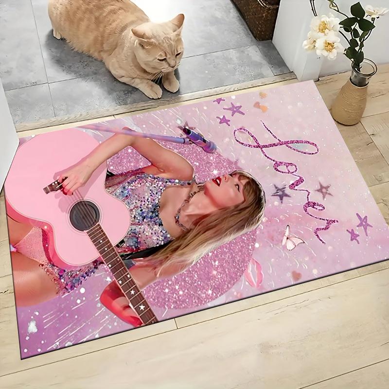 Pink Guitar Lover Carpet Rug Soft Washable Antislip Home Living Room Sofa Mats Personalized Christmas Rug