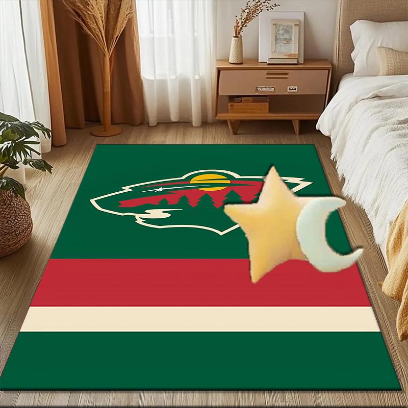 Minnesota-Wild Hockey Team Floor Mat for Living Room, Game Rooms, Office, Bedroom, Office Floor Mat Playful Design, Christmas Fan Gifts