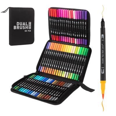 Duo Tip Watercolor Markers, Colored Fine Point Marker Pen Environmentally Friendly, Washable, Soft Headed, Water-based Brush for Painting