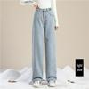 2023 Women's Korean Style Fleece-Lined High-Waisted Wide-Leg Jeans - Winter Slimming, Versatile, Loose, Straight-Leg Trend