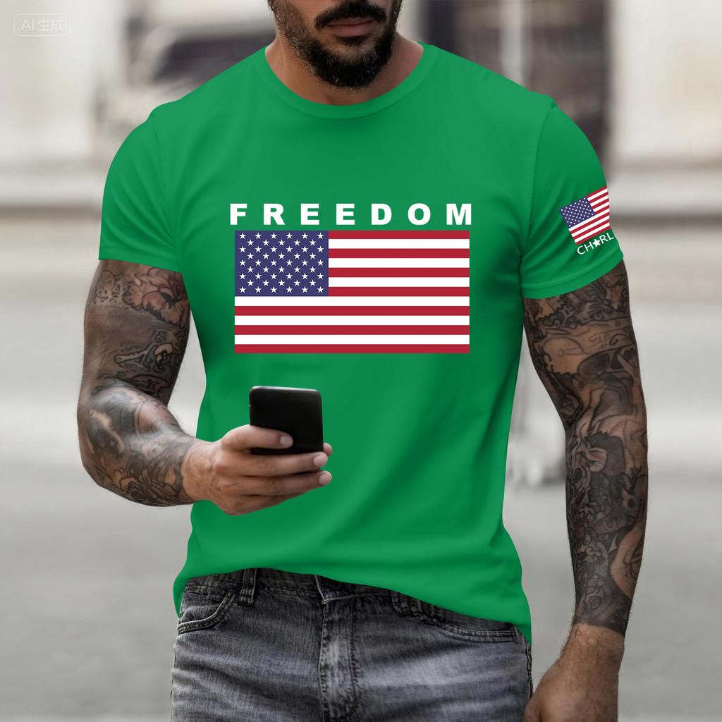 Fashionable Round Neck Short Sleeve Work Clothes Printed Tops For Mens Summer Tops